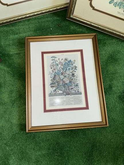 Lot of floral themed framed pictures, 2 are artist signed