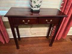2 drawer console table with brass hardware 31" x 29" x 12"