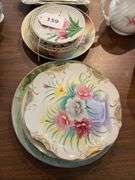 Hand painted porcelain plates, saucers, bone dishes