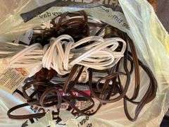 Contents of kitchen closet, step stool, ironing board, brooms, extension cords (excludes items on shelf)