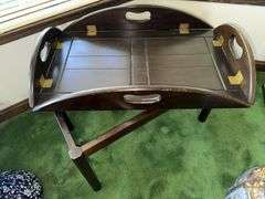 Side table with drop down sides and removable tray