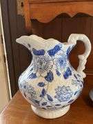 Blue/white pitcher, Avon pitcher & bowl