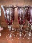 8 amethyst to clear stemmed glasses