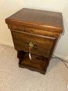 Pair of wooden one drawer side tables