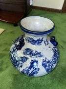 Large blue and white decorative vase
