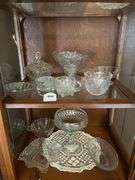 2 shelves of pressed & pattern glassware