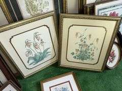 Lot of floral themed framed pictures, 2 are artist signed