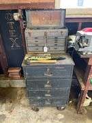 Craftsman machinist top tool box , 4 drawer cabinet on casters w/ misc tools