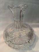 Cut crystal wine decanter 7 1/2" t, crystal pitcher 7", 2 wine stoppers