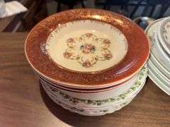 Lot of misc hand painted china plates, shallow bowls, Noritake dinner plates
