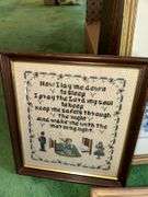 Large lot of framed needlework pictures