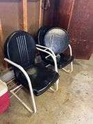 2 vintage metal lawn chairs & side table