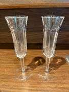 Etched glass basket, misc stemware