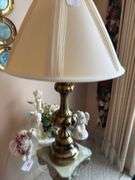 Pair of table lamps with brass bases 31"