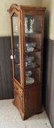 Pine curio cabinet w/ bottom storage
