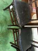 3 antique folding chairs with harp back