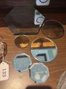 Fostoria nappy, 3 pattern glass pieces, mirrored glass pieces
