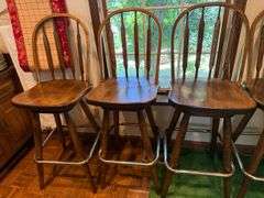 5 wood barstools 28" seat height & 44" total height