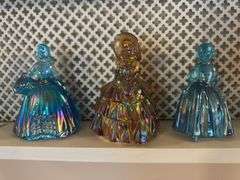 3 carnival glass figures