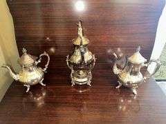 Towle silver plate coffee and tea service with tray