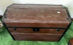 Antique painted  trunk with tray