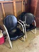 2 vintage metal lawn chairs & side table