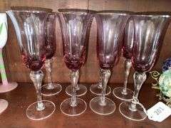 8 amethyst to clear stemmed glasses