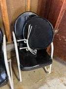 2 vintage metal lawn chairs & side table