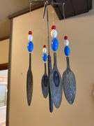 9 pieces of wall decor, shelf, clock, plaques, wind chime