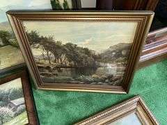 Lot of landscape themed framed pictures