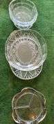 Clear glass Pyrex bowls, divided silver edge bowl