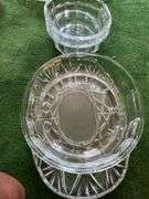 Clear glass Pyrex bowls, divided silver edge bowl