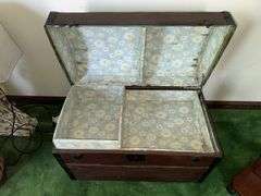Antique painted  trunk with tray