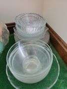 Punch Bowl w/vintage Ornaments, Clear Glass Collection