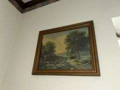 2 framed landscape pictures