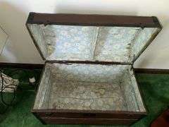 Antique painted  trunk with tray