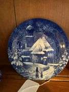 West German plate, flow blue vase, blue white cup& saucer