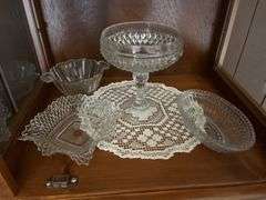2 shelves of pressed & pattern glassware