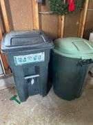 2 trash receptacles
