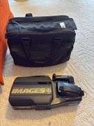 GE camcorder& case, power strip, cables