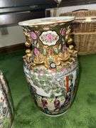 2 Rose Medallion Style Chinese Vase/ Floral With Birds and Imperial Court