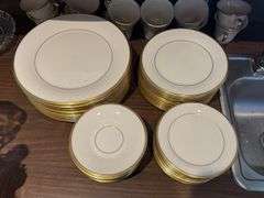 Lenox Eternal china service for 12 dinner with plates, salad plates, dessert plates, cups & saucers