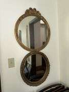 2 round antique framed mirrors
