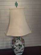 Ceramic base table lamp with jade finial 28"