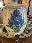 Large MA Hadley dispenser, 5 mugs, 18” platter