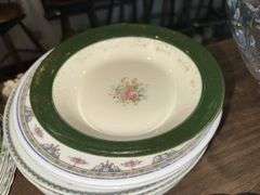 Lot of misc hand painted china plates, shallow bowls, Noritake dinner plates