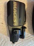 GE camcorder& case, power strip, cables