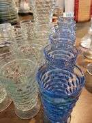 Indiana Glass Whitehall Ite Tea Tumblers (6 Blue, 8 Clear, Vase)