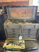 Craftsman machinist top tool box , 4 drawer cabinet on casters w/ misc tools