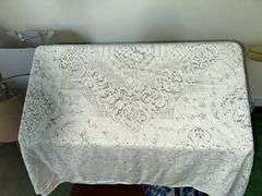 Lace tablecloths, decorative pillows, lace runners, dollie’s